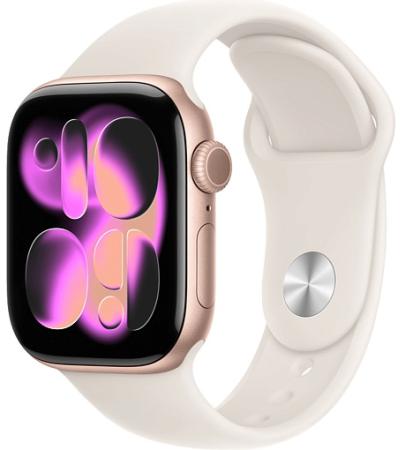Apple Watch Series 11 46mm Rose Gold Aluminum Case with Sport Starlight Apple Watch Series 11 46mm Rose Gold Aluminum Case with Sport Starlight