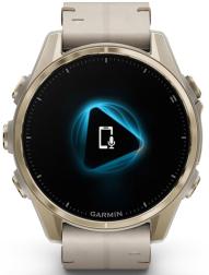 Часы Garmin Fenix 8 43mm Amoled Sapphire Titanium, золотистый, серый кожаный ремешок (010-02903-40)