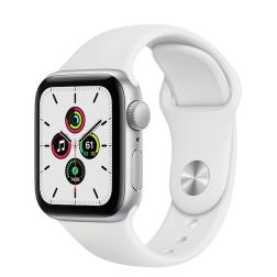 Apple Watch SE 44mm GPS Silver Aluminum Case with White Sport Band