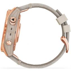 Garmin Fenix 7s Sapphire Solar Rose Gold Titanium / Limestone Leather Band