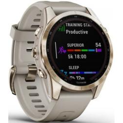 Garmin Fenix 7s Sapphire Solar Cream Gold Titanium / Light Sand Band