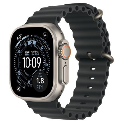 Apple Watch Ultra 2 (2024) 49mm Natural Titanium Case with Black Ocean Band