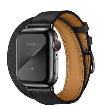 Apple Watch Hermes Series 5 40mm Space Black Stainless Steel Case with Noir Swift Leather Double Tour apple market