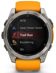 Умные часы Garmin Fenix 8 51 мм AMOLED Sapphire Titanium, светло-серый, оранжевый силиконовый ремешок (010-02905-11)